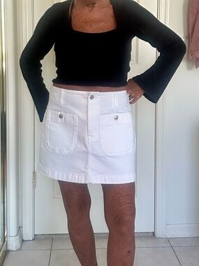 American Eagle Classic White Pocket A-line Stretch Mini Skirt - Women 4 NWOT